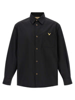 Black Solid Shirt Collar Jacket 1