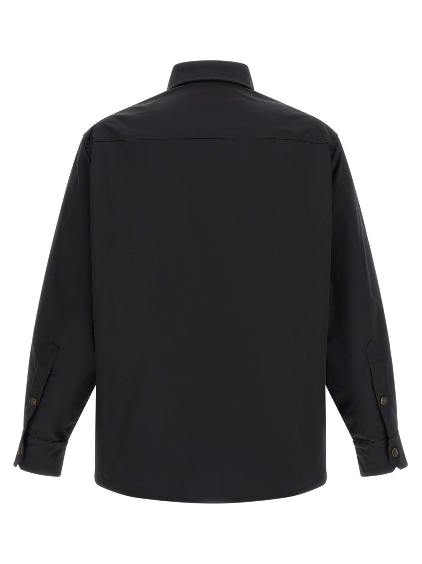 Black Solid Shirt Collar Jacket 2