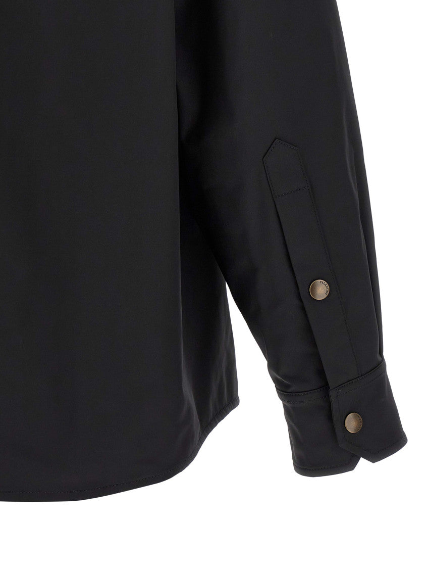 Black Solid Shirt Collar Jacket 4