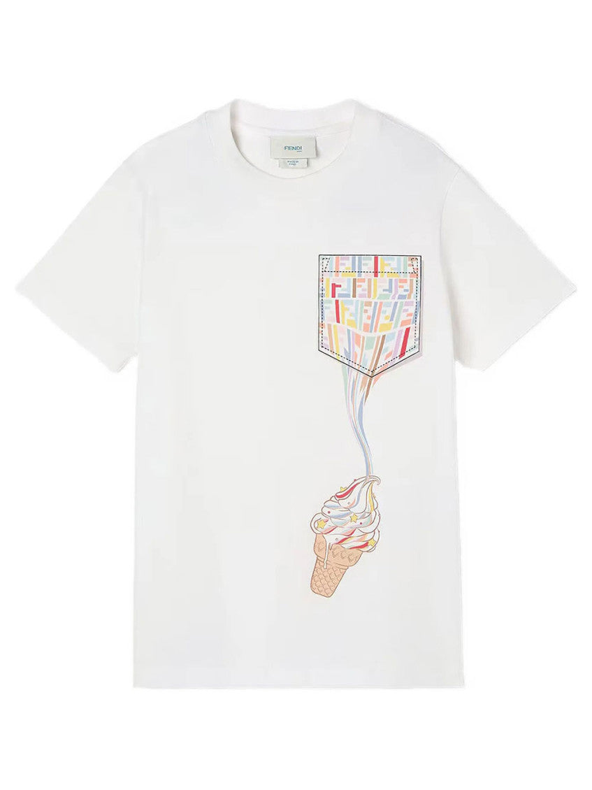 Girls White Printed T-Shirt 1