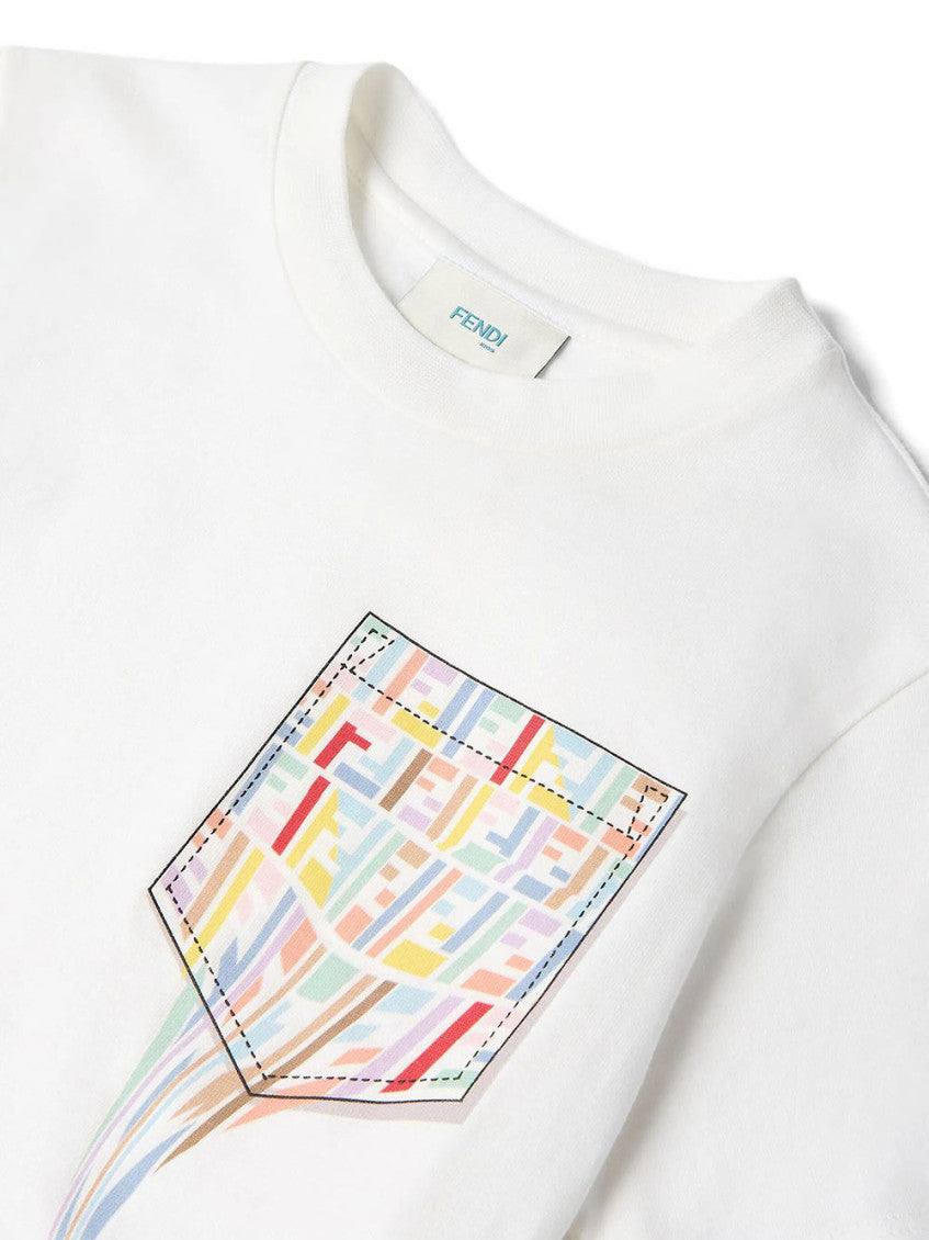 Girls White Printed T-Shirt 3