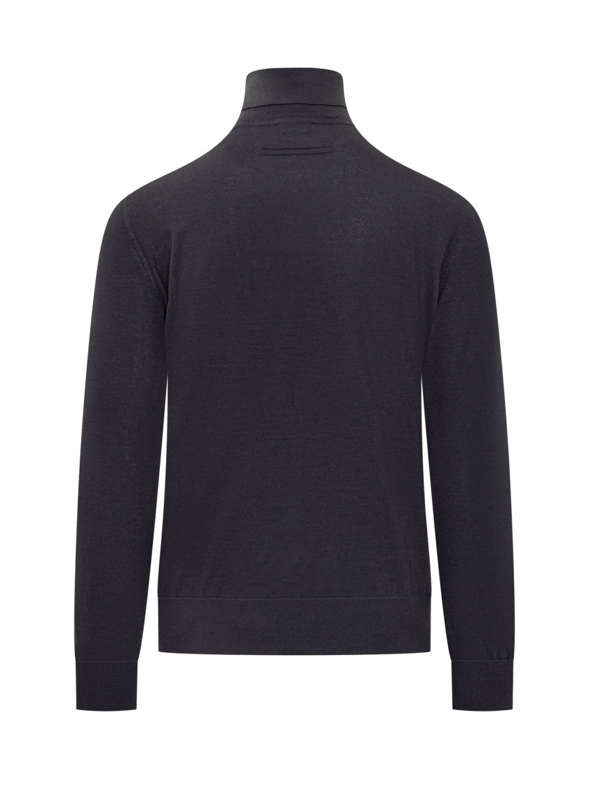 Dark Blue Solid Sweaters 2