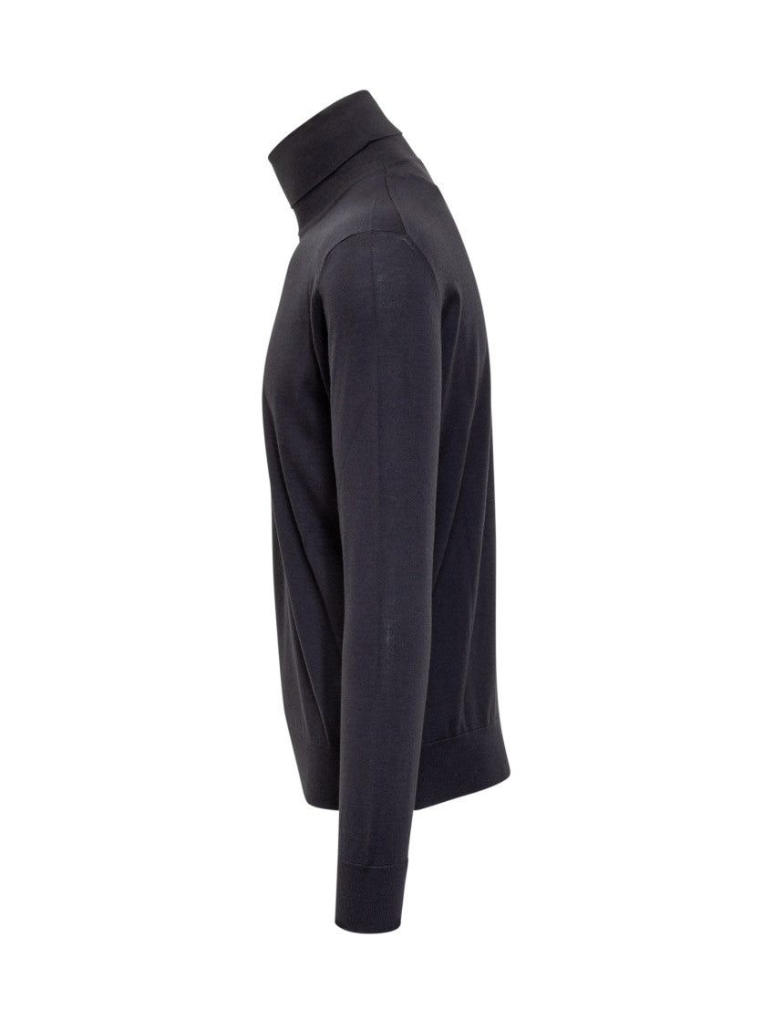 Dark Blue Solid Sweaters 3