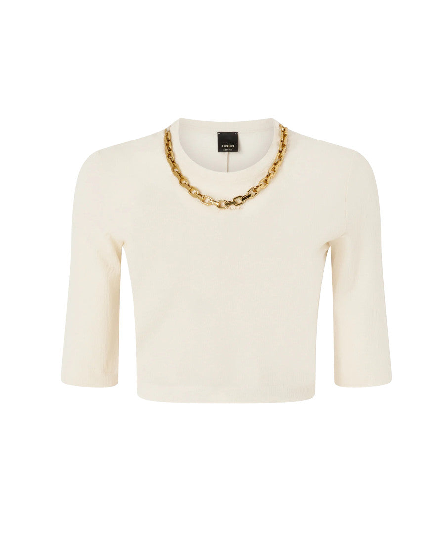 Beige Solid Crew Neck Sweater 1