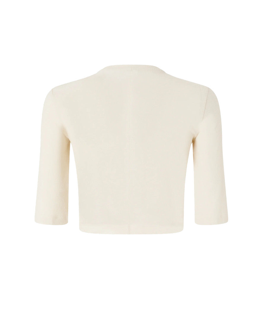 Beige Solid Crew Neck Sweater 2