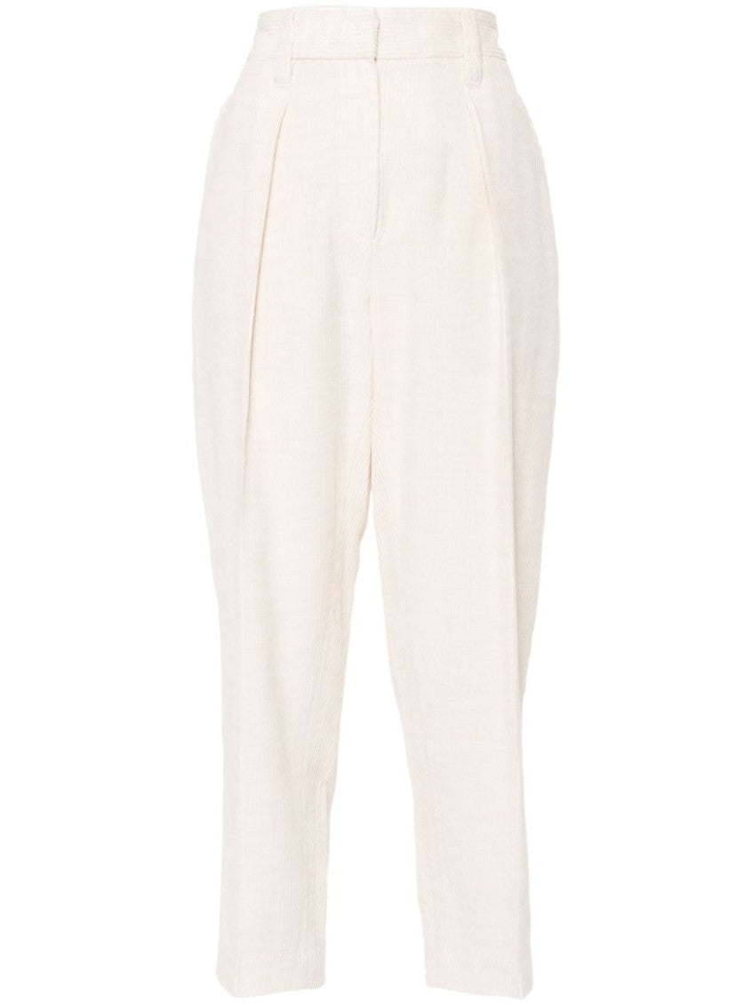 Light Yellow Cotton blend trousers 1