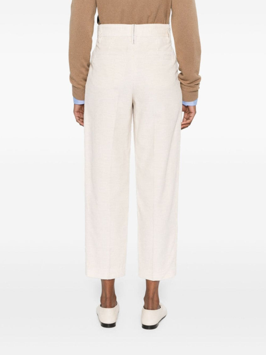 Light Yellow Cotton blend trousers 2