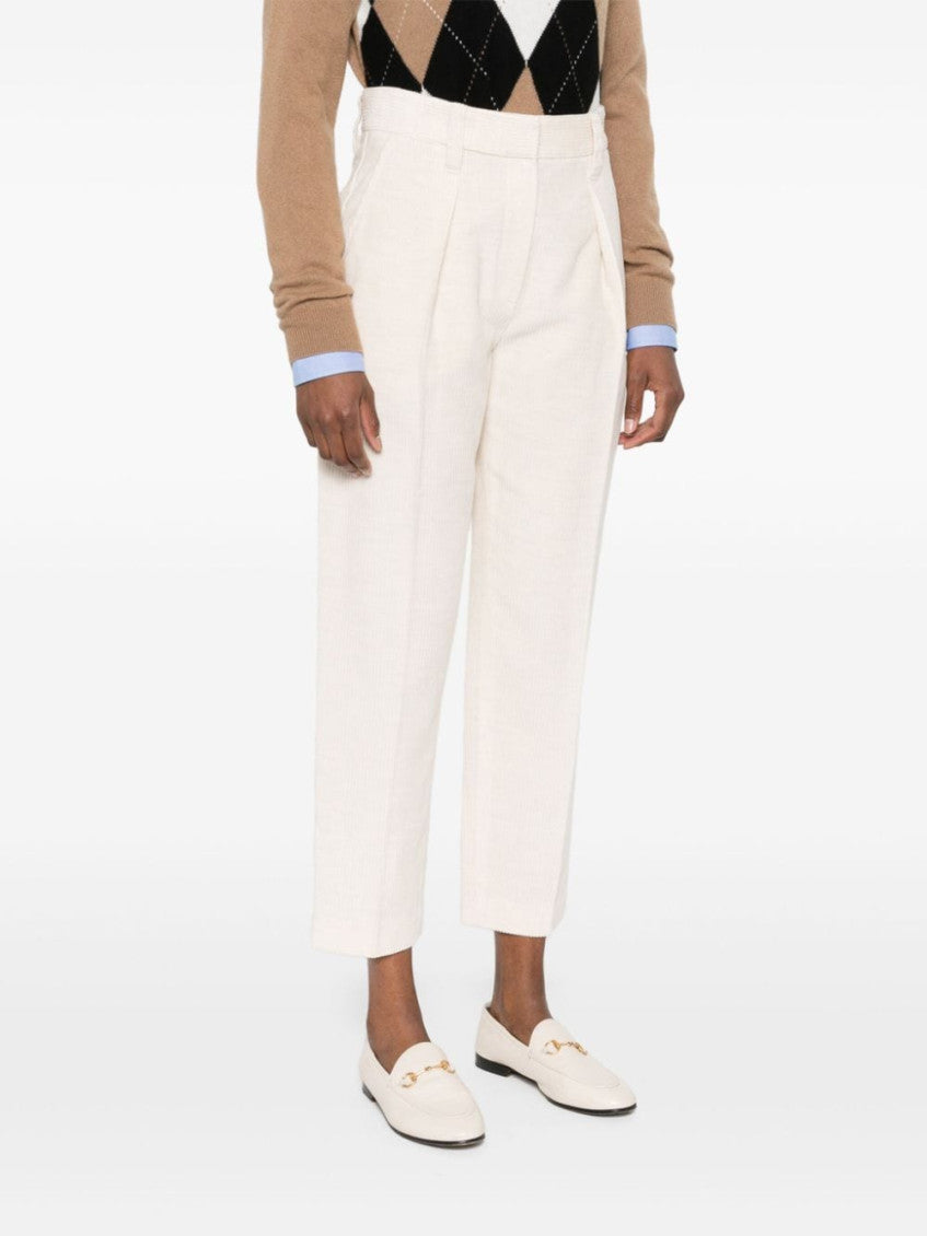 Light Yellow Cotton blend trousers 3