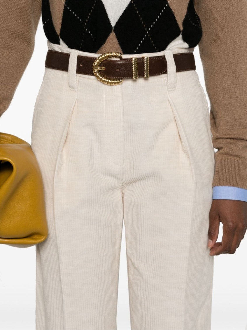 Light Yellow Cotton blend trousers 5
