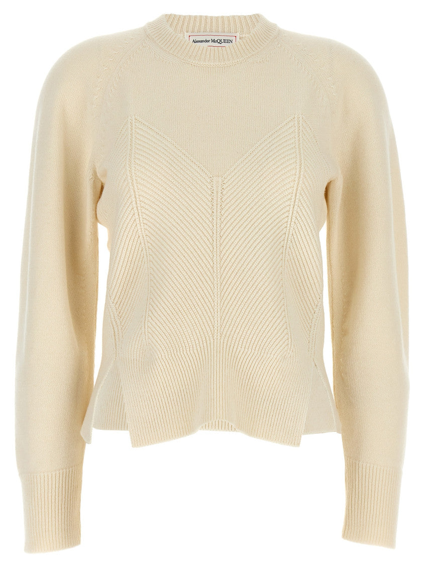 White 'Chevron Corset' sweater 1