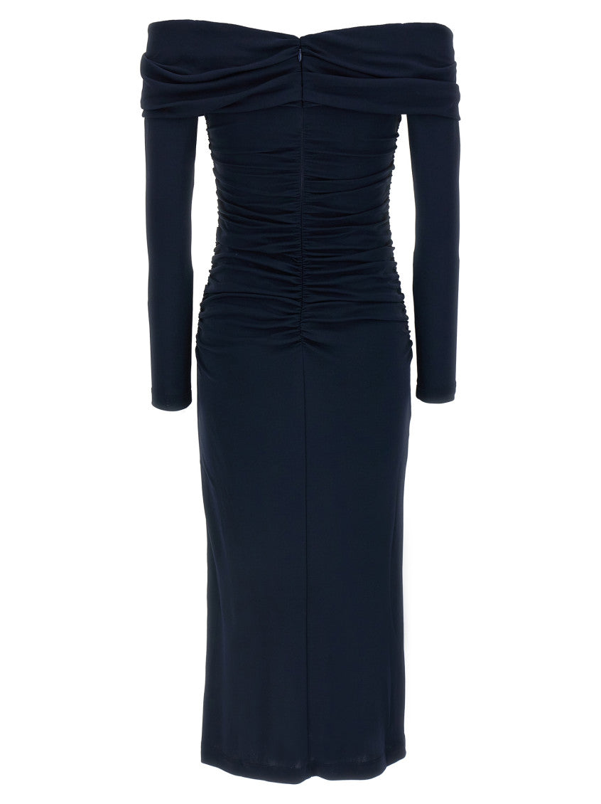 Blue 'Off-Shoulder 3/4 SLV Ruched Midi' dress 2