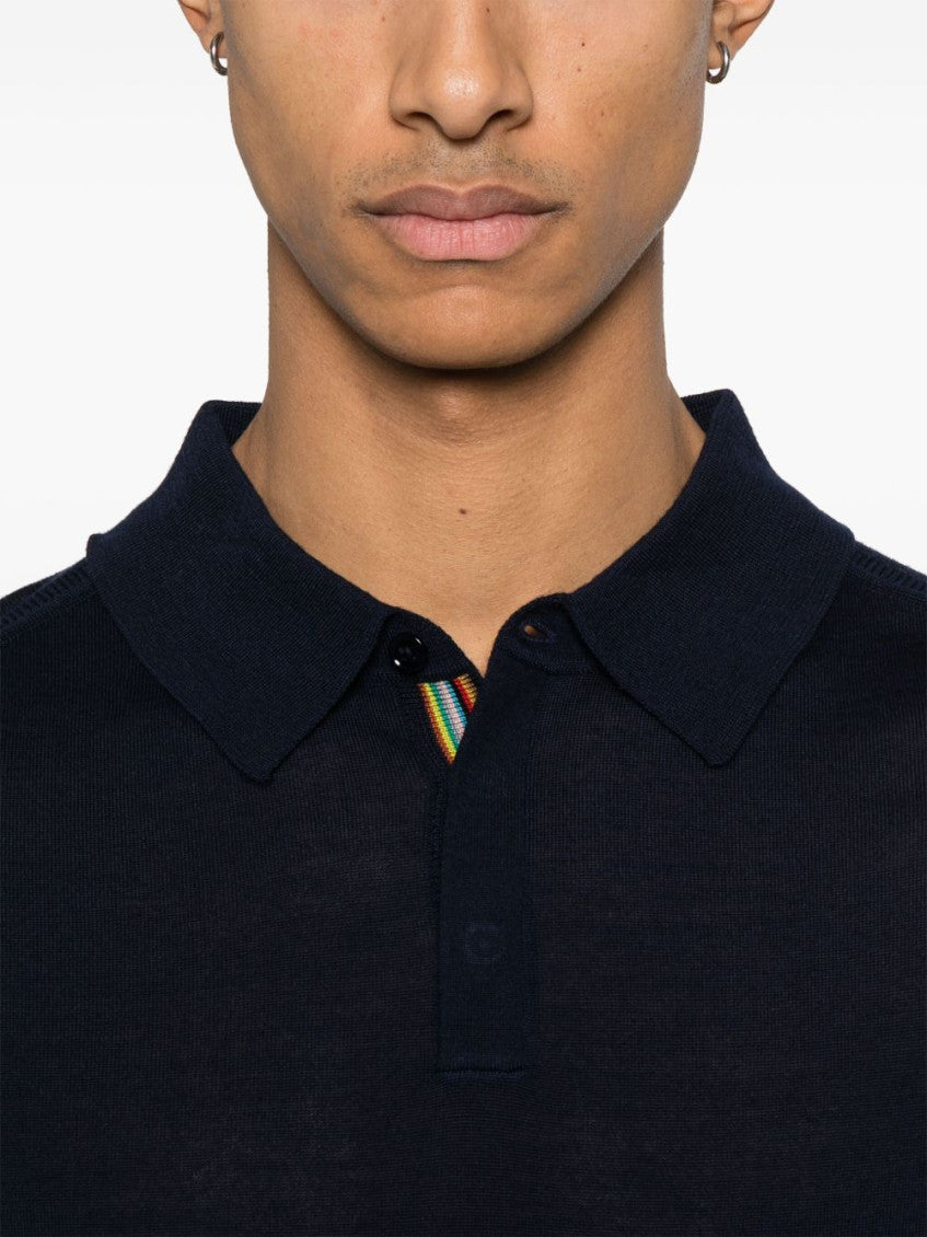 Blue Long Sleeves Solid Polo 2
