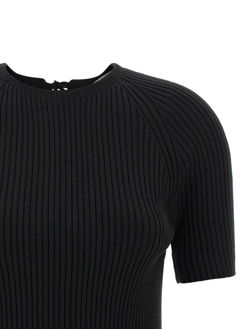 Black Ribbed Cotton Pullover 3