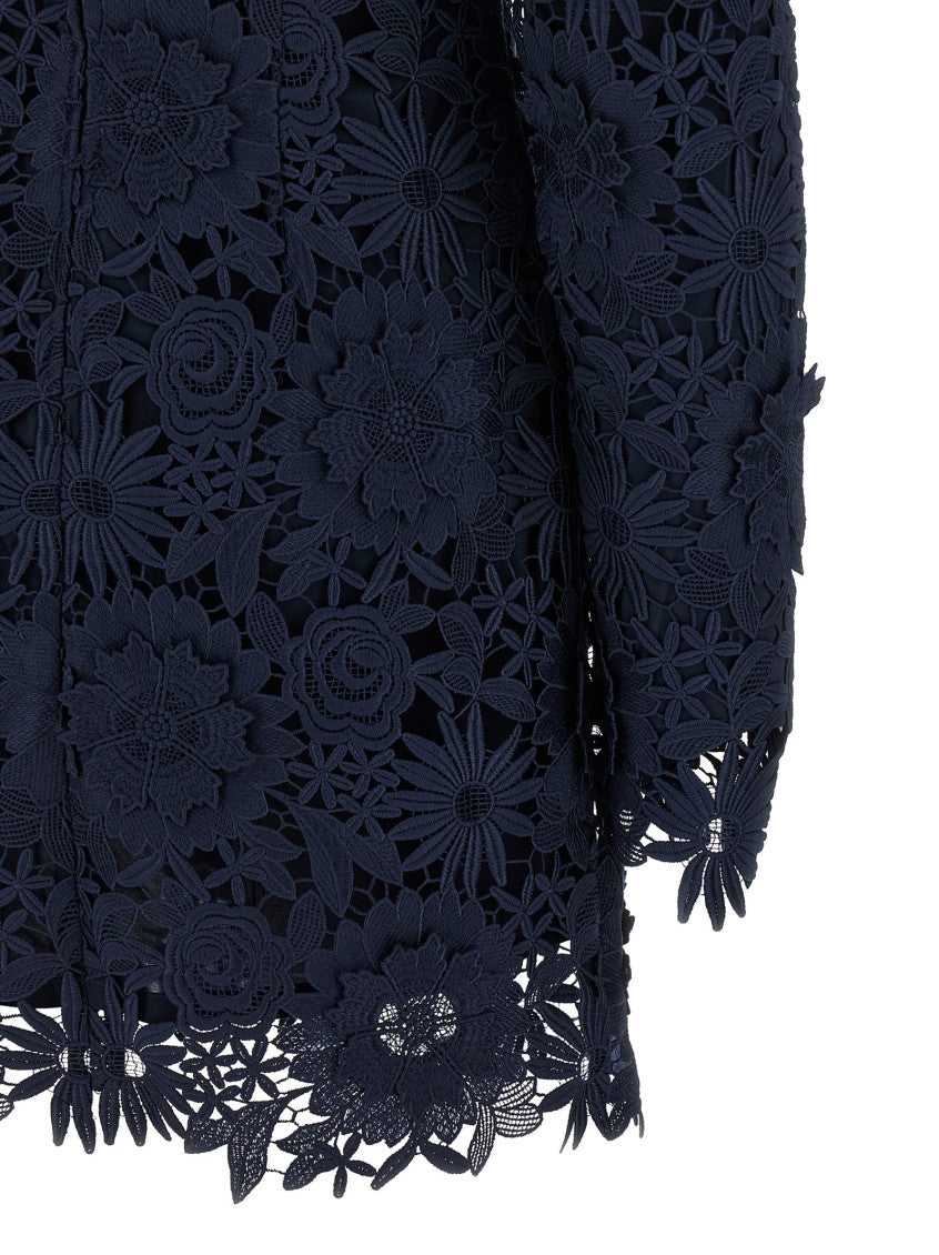 Blue '3D Lace Ls Mini' dress 4