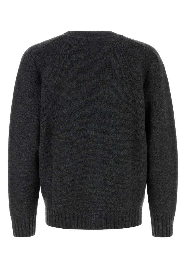 Grey Long Sleeves Wool Cardigan 2