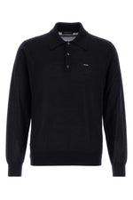Navy Blue Long Sleeves Logo Polo 1