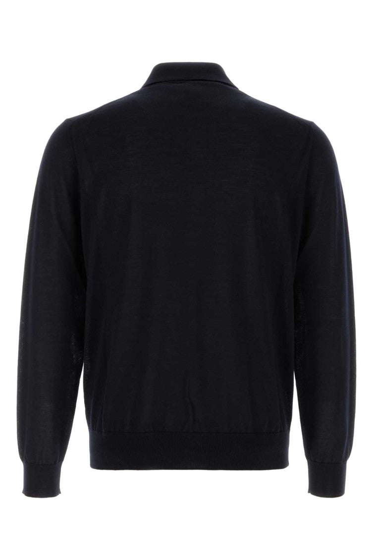 Navy Blue Long Sleeves Logo Polo 2