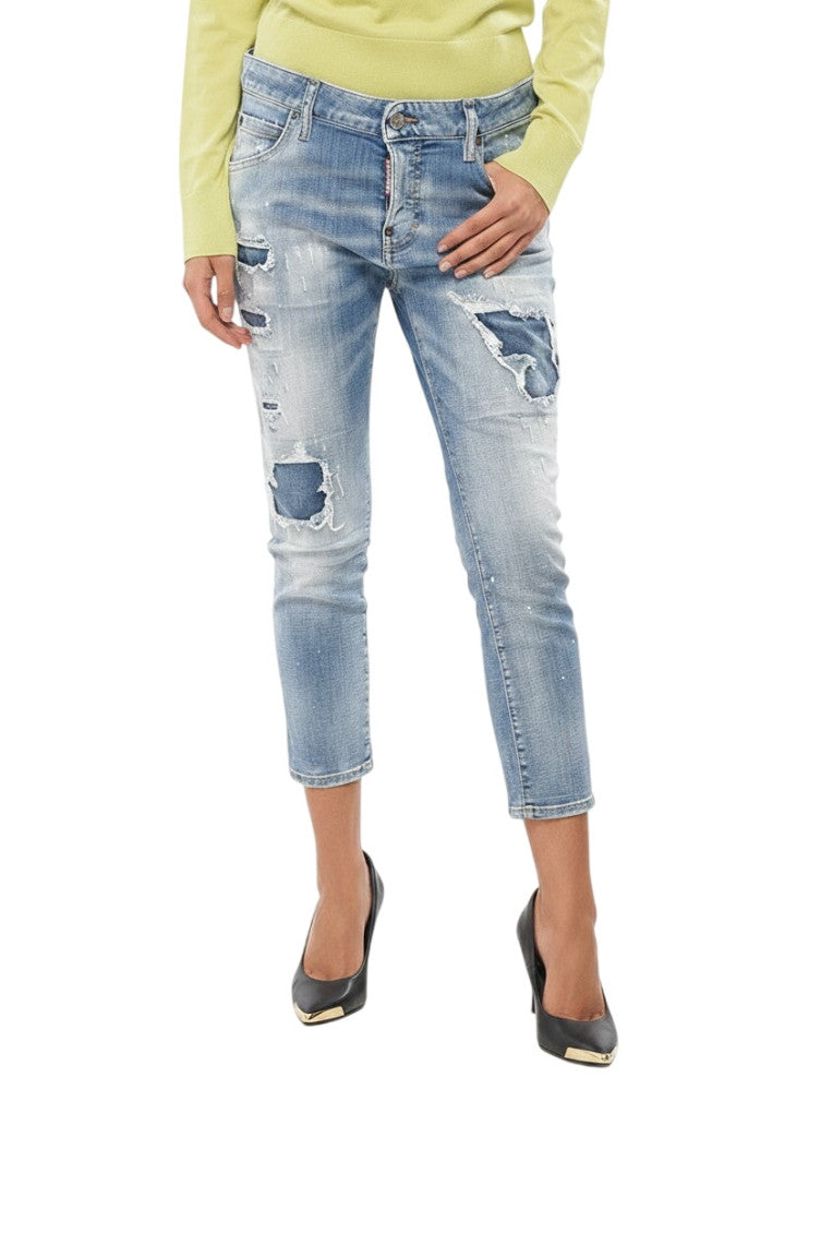Blue Skinny Mid Rise Jeans 1