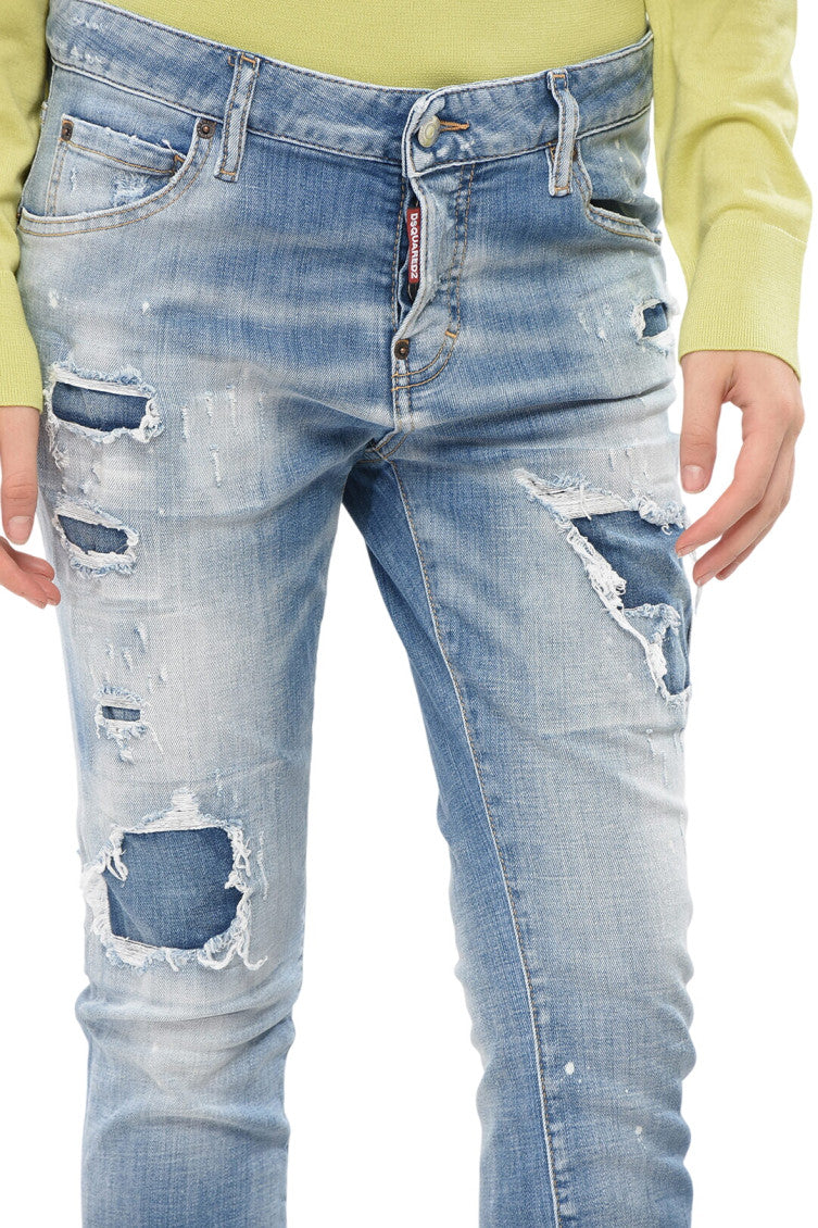 Blue Skinny Mid Rise Jeans 3