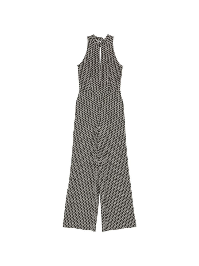 Brown Geometric Halter Neck Jumpsuit 1
