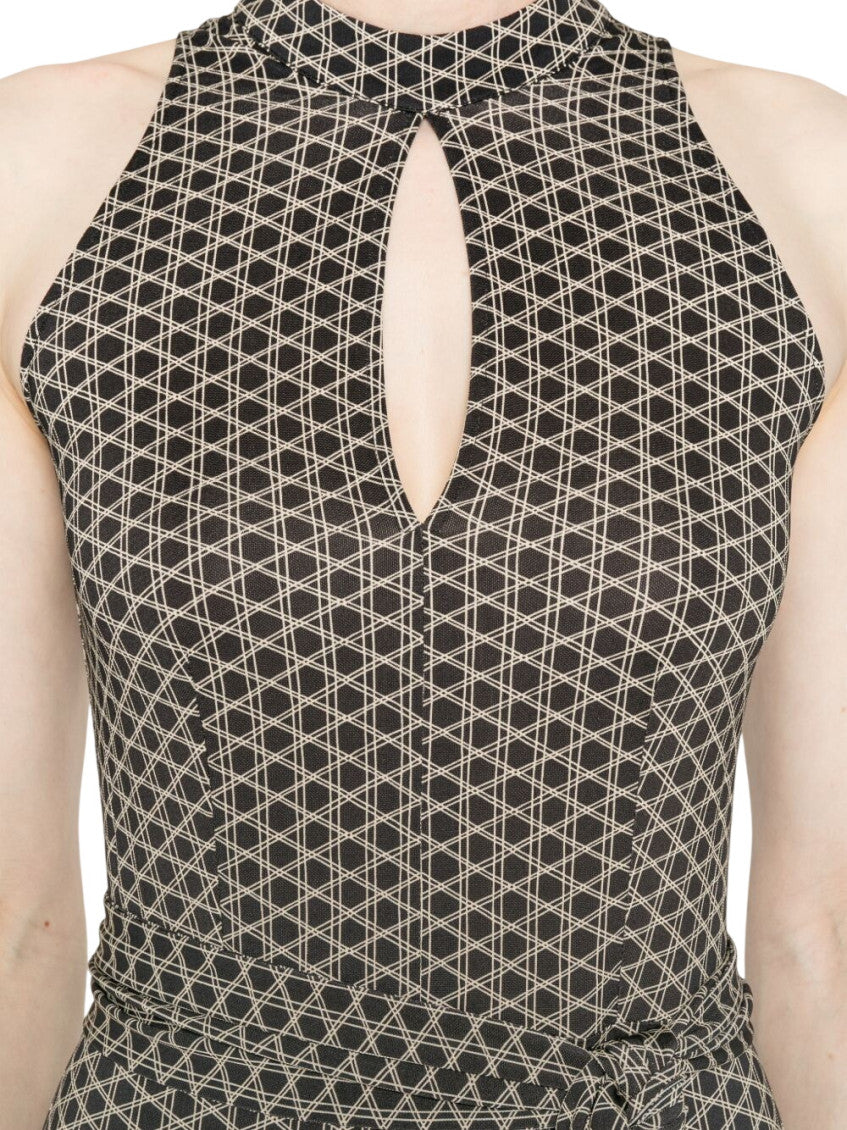 Brown Geometric Halter Neck Jumpsuit 5