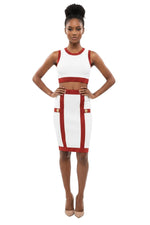 White Color Block Knee Length Skirt 1