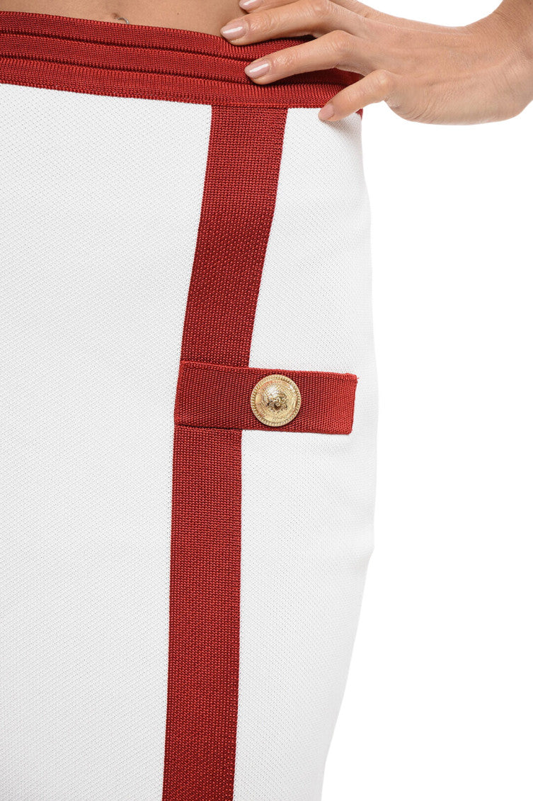 White Color Block Knee Length Skirt 3