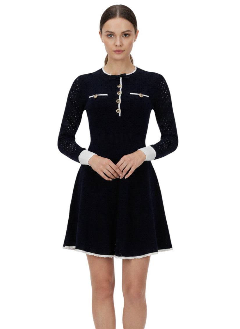 Navy Blue Round Neck Mini Dress 1