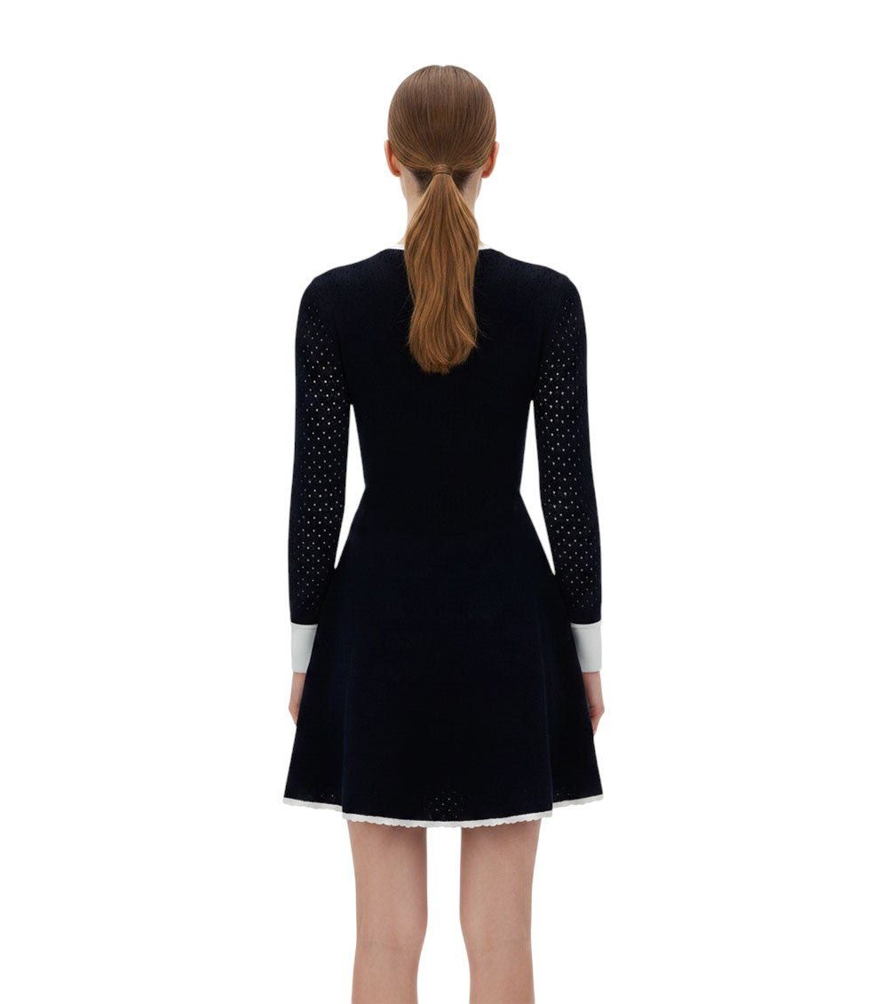 Navy Blue Round Neck Mini Dress 2