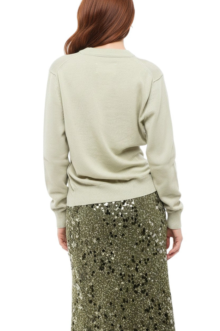 Light Green V Neck Sweater 2