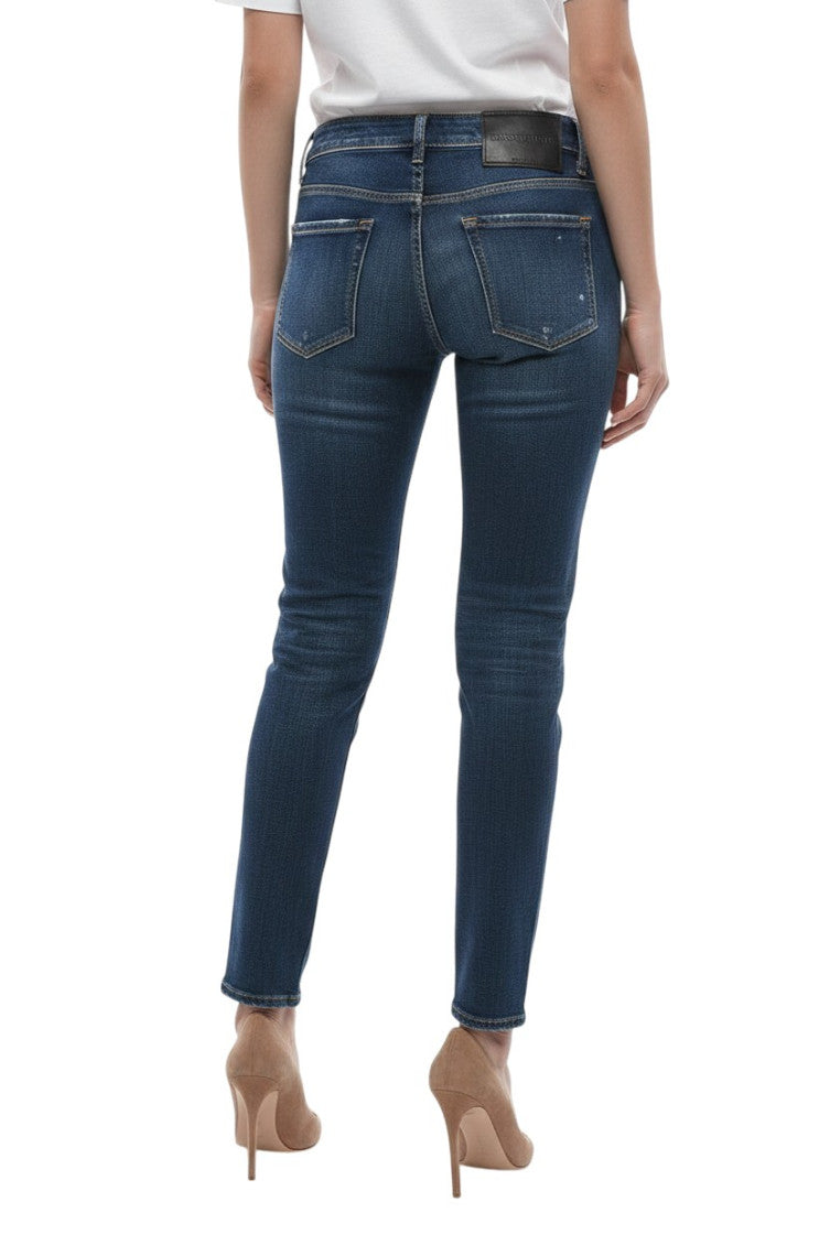 Blue Skinny Low Rise Jeans 2