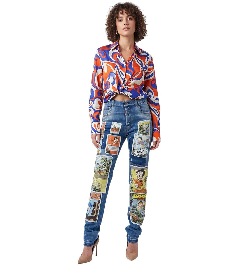 Sky Blue Straight Mid Rise Jeans 3