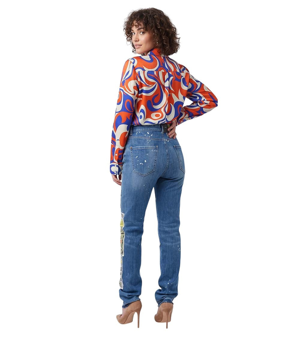 Sky Blue Straight Mid Rise Jeans 4