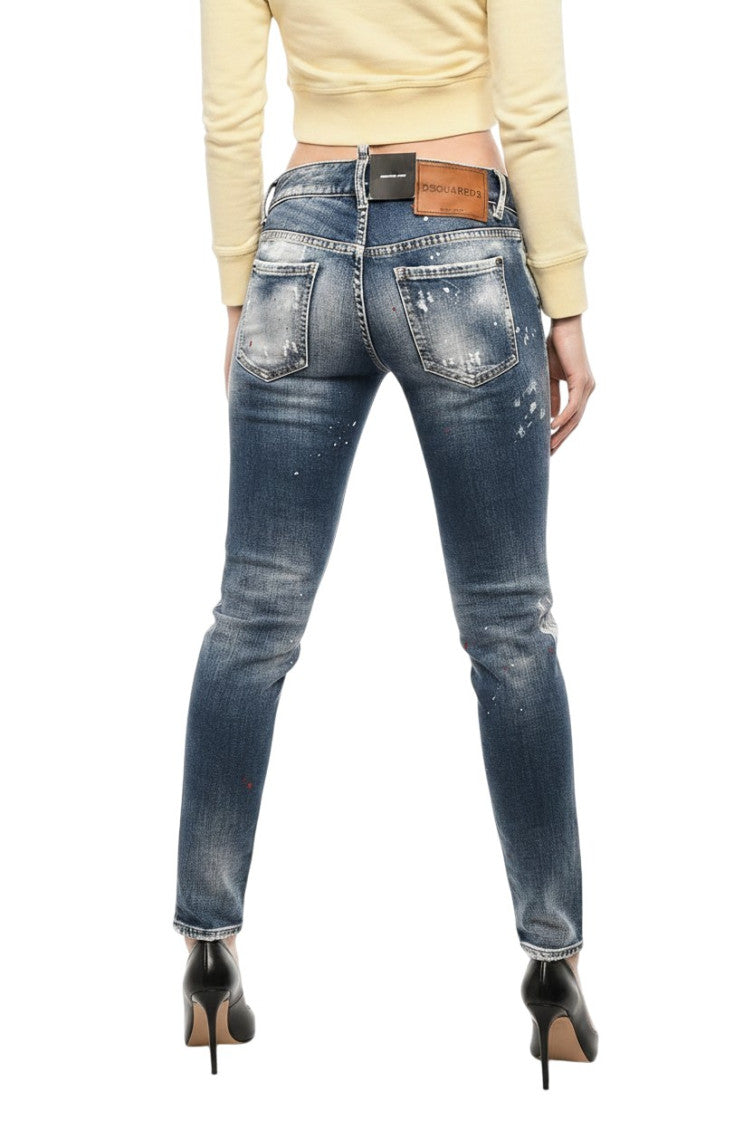 Blue Skinny Low Rise Jeans 2