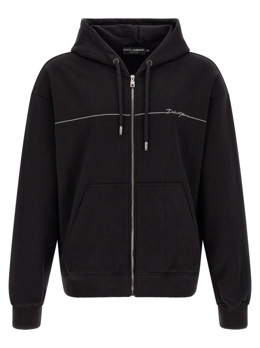 Black Logo Regular Hoodie 1