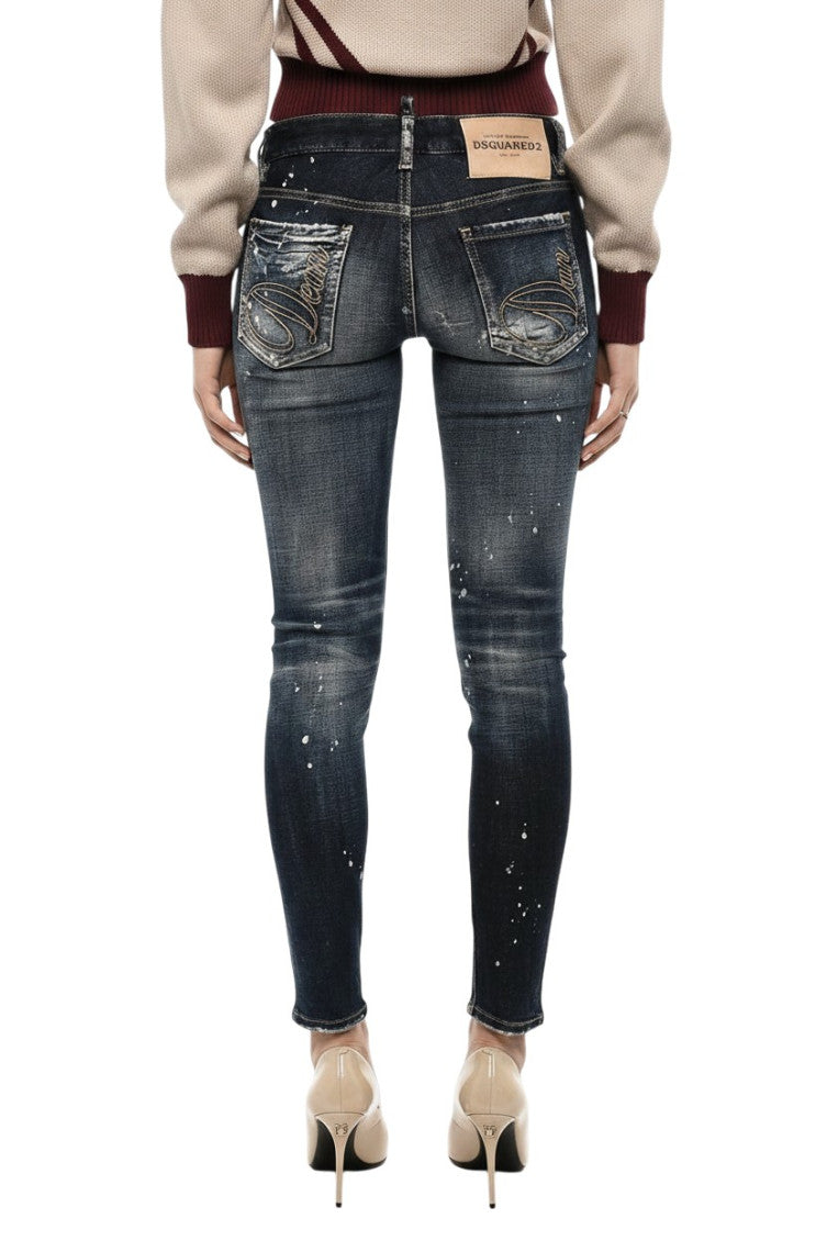 Blue Skinny Low Rise Jeans 2