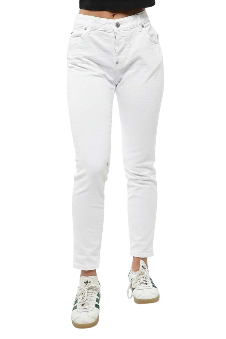 White Skinny Mid Rise Jeans 1