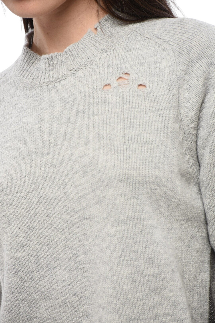 Grey Distressed Crew Neck Sweater 3