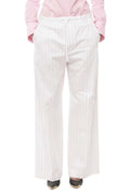 White Straight Drawstring Pants 1
