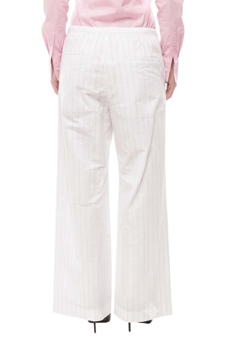 White Straight Drawstring Pants 2