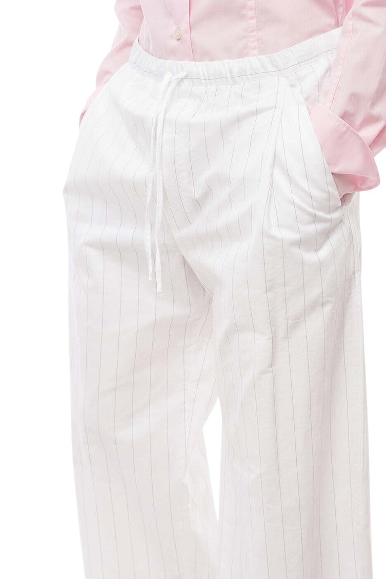 White Straight Drawstring Pants 3
