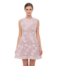Pink Floral Round Neck Mini Dress 1