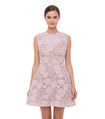 Pink Floral Round Neck Mini Dress 1