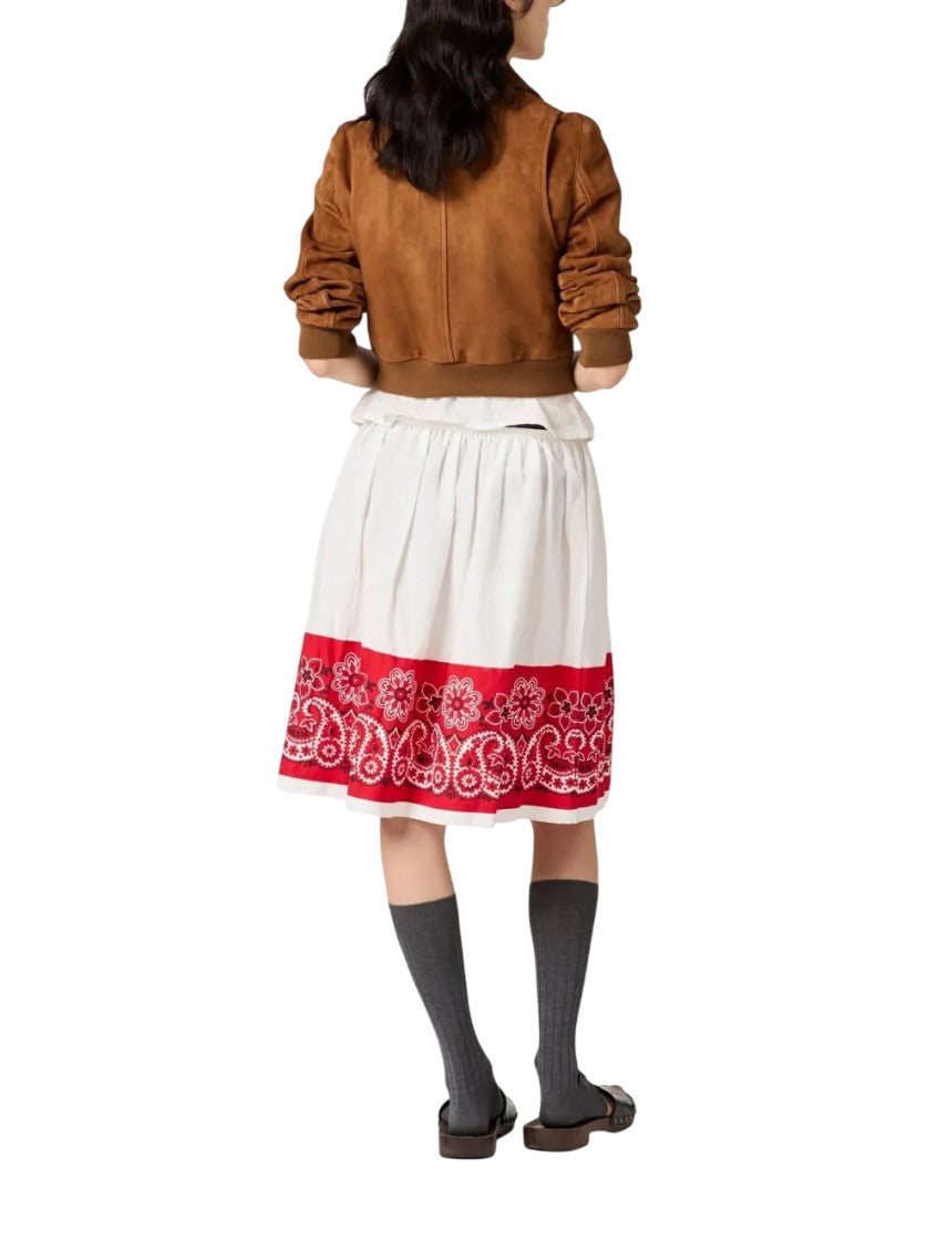 White Printed Knee Length Skirt 2