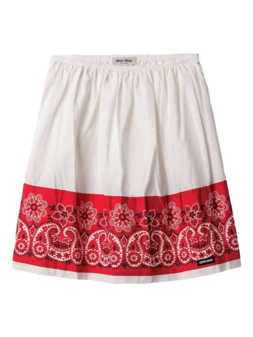 White Printed Knee Length Skirt 3