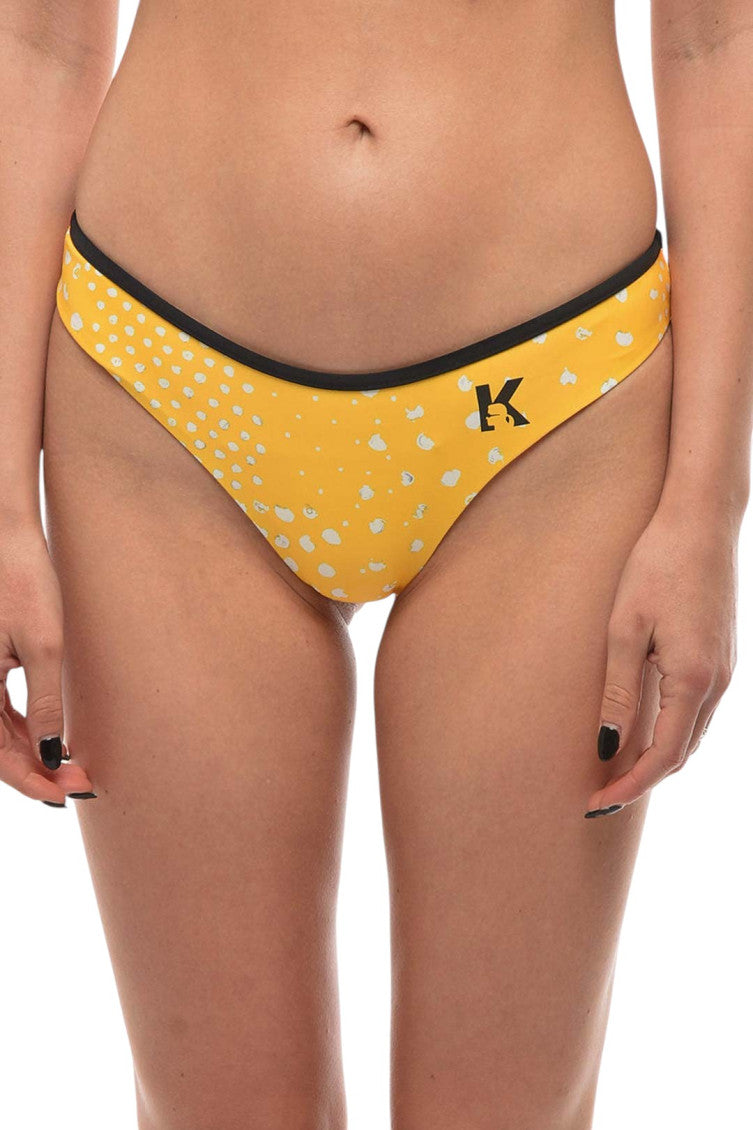 Yellow Printed Bikini Bottom Swimwear 1