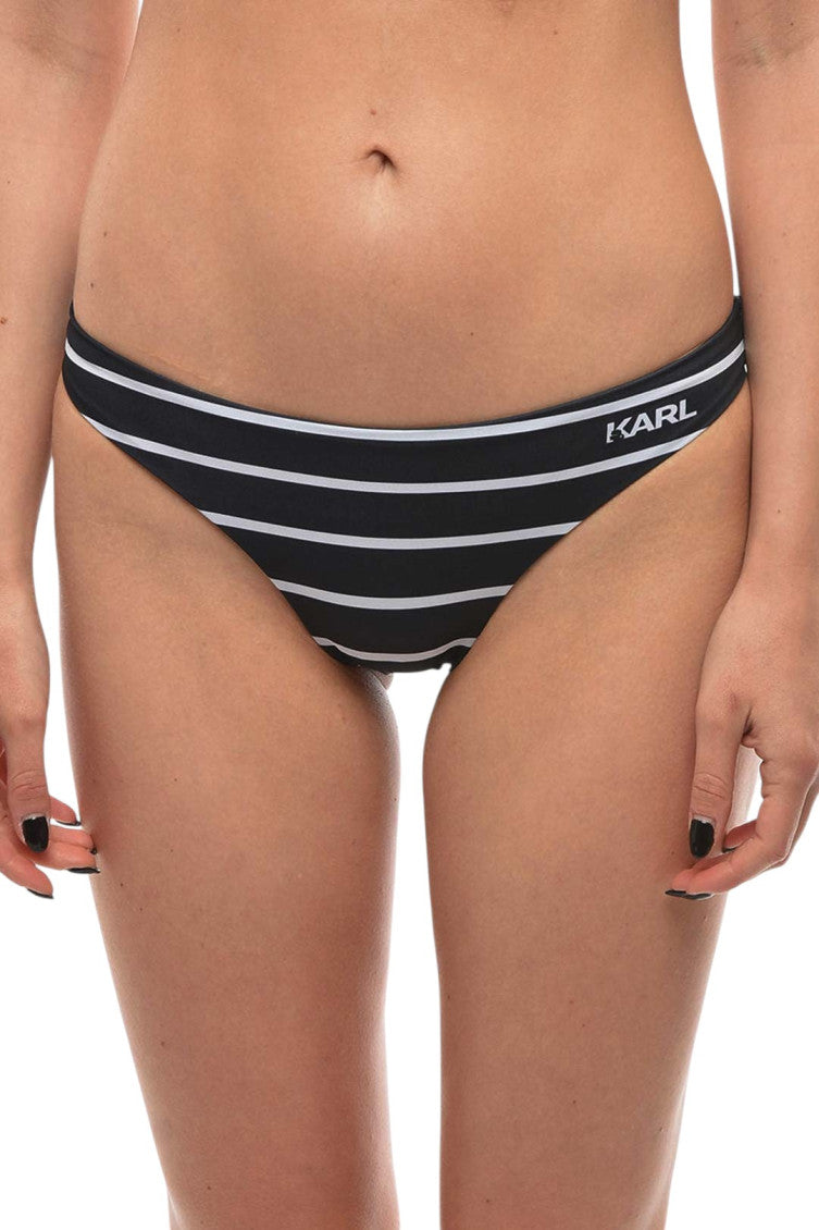 Black Stripes Bikini Bottom Swimwear 1