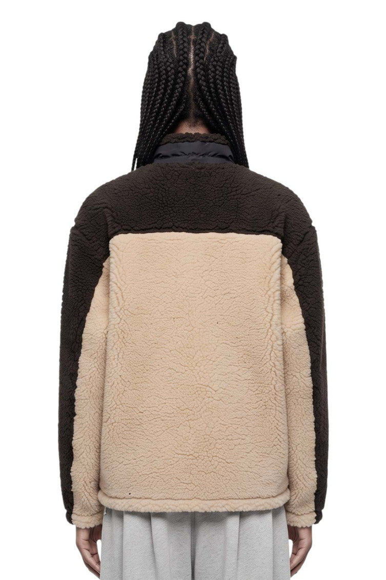 Brown Textured Mock Collar Jacket 2