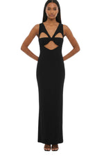Black Solid V Neck Maxi Dress 1
