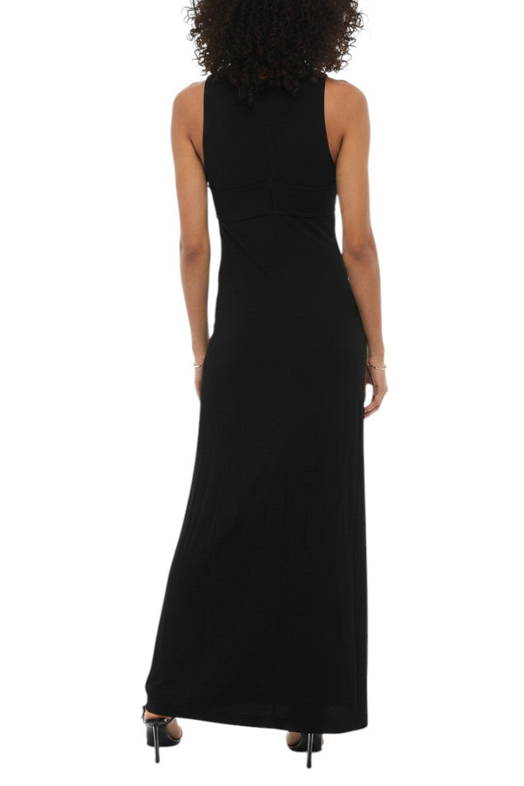 Black Solid V Neck Maxi Dress 2